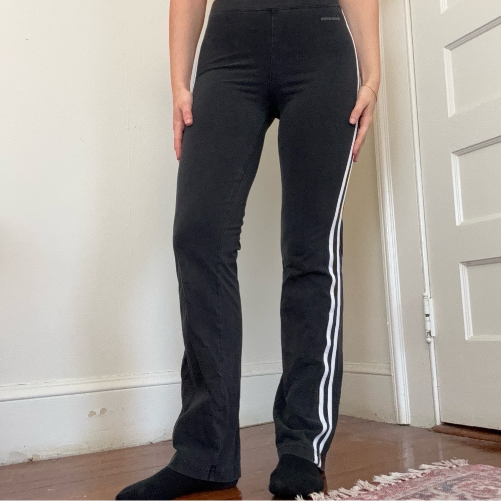 mossimo black cotton athletic pants with white stripes